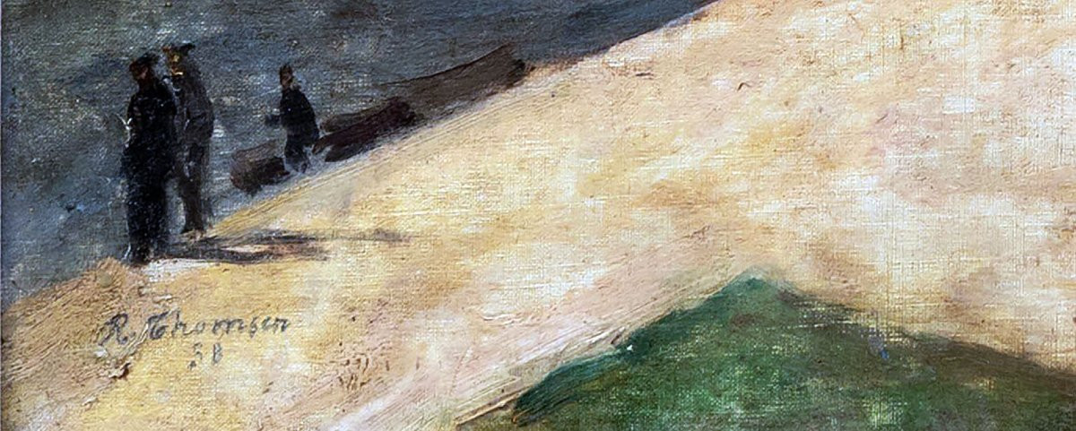 Ecole de Paris – René Thomsen - Paysage Avec Rivière Et Bateaux Lavoirs – Signé, daté-photo-3