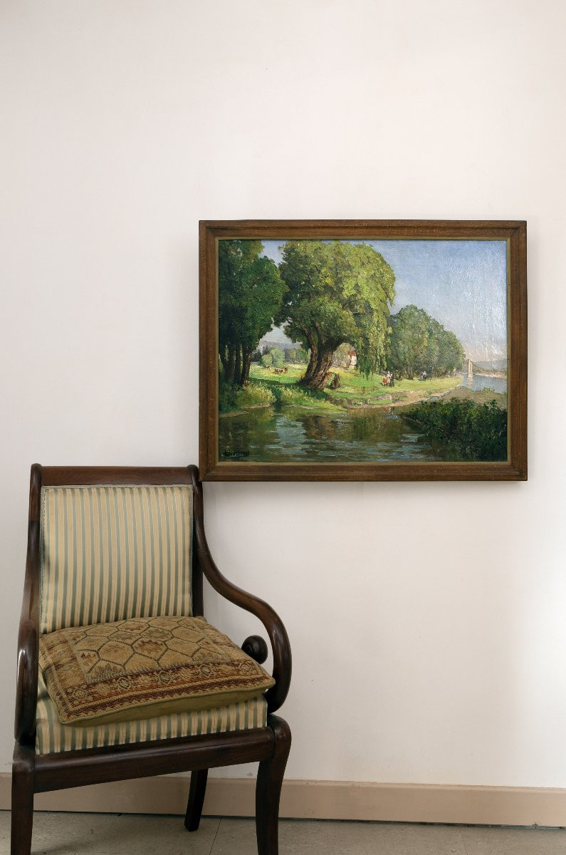 Louis Emile Charpenne – Animated Scene: The Banks Of The Rhône – Oil On Canvas – Signed -photo-6