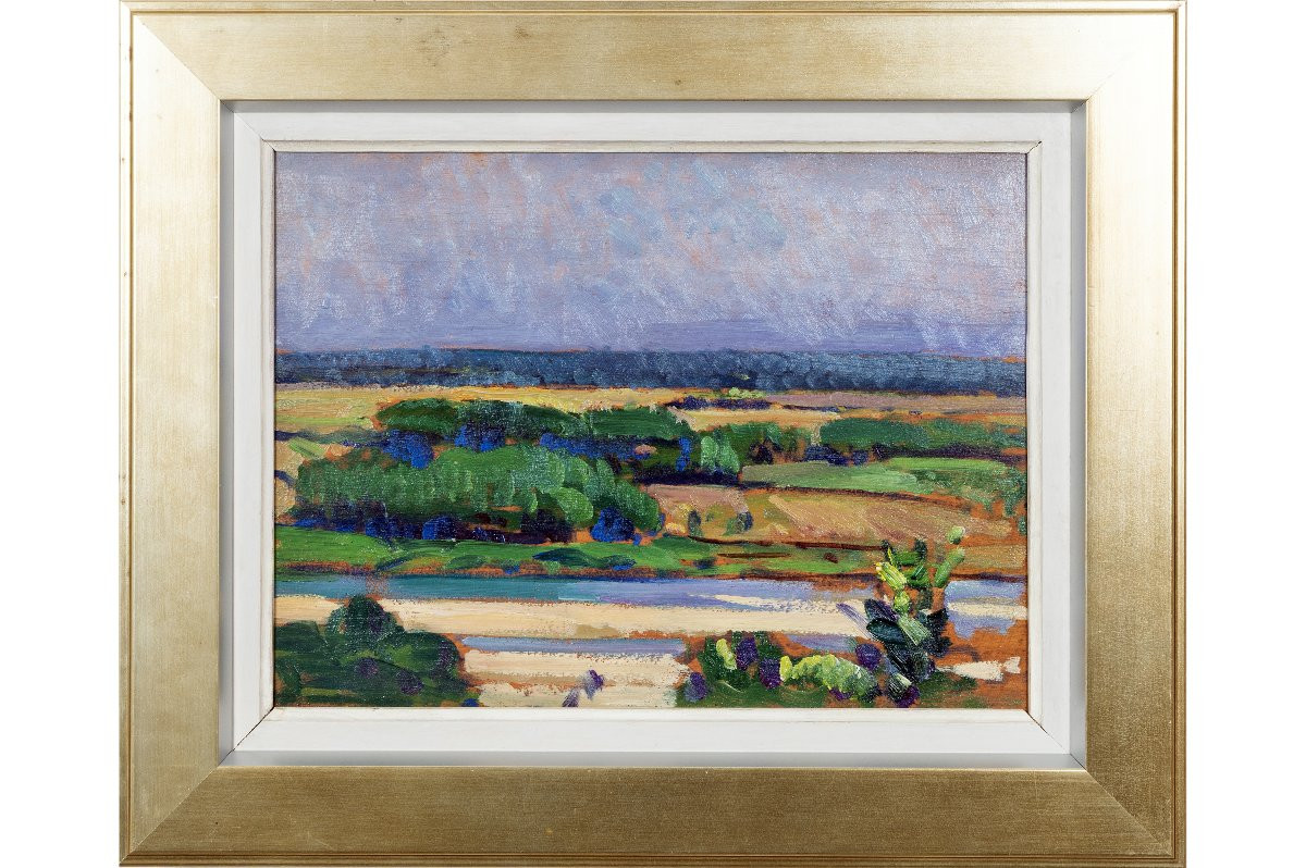 Georges Zezzos – Paysage à la rivière – Huile sur panneau -photo-2