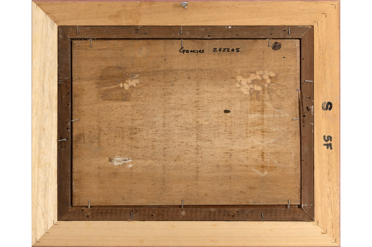 Georges Zezzos – Paysage à la rivière – Huile sur panneau -photo-3