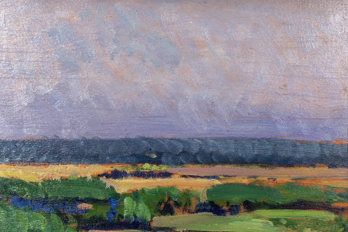 Georges Zezzos – Paysage à la rivière – Huile sur panneau -photo-2