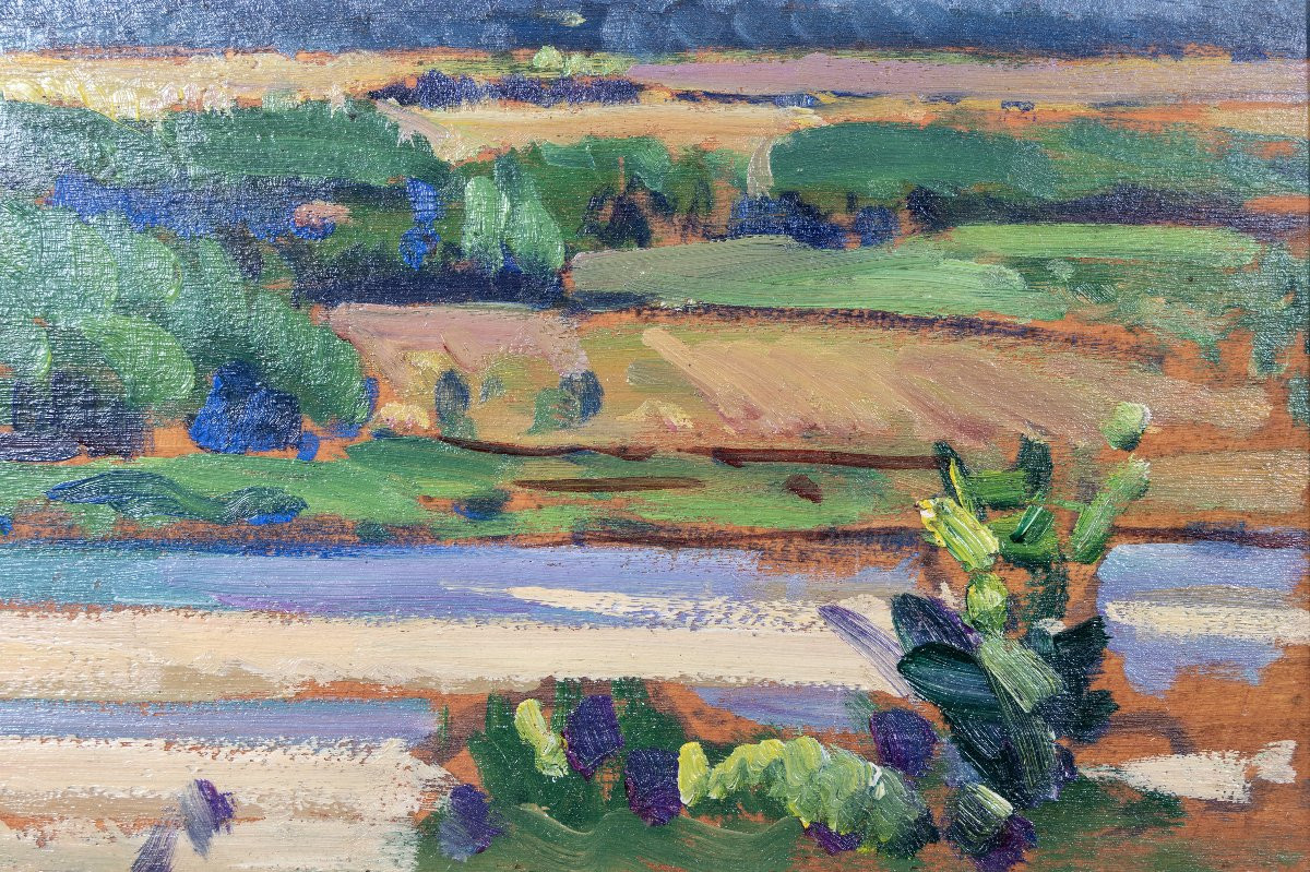Georges Zezzos – Paysage à la rivière – Huile sur panneau -photo-3