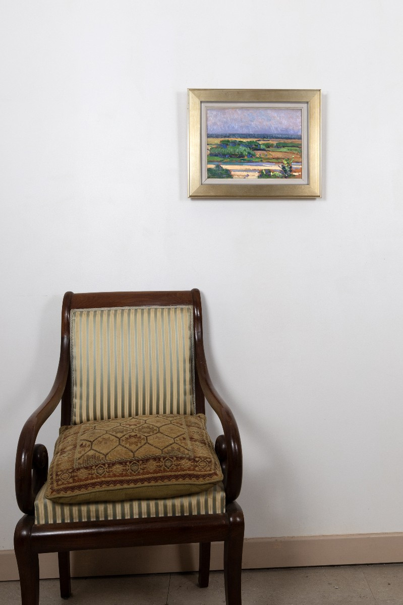 Georges Zezzos – Paysage à la rivière – Huile sur panneau -photo-6