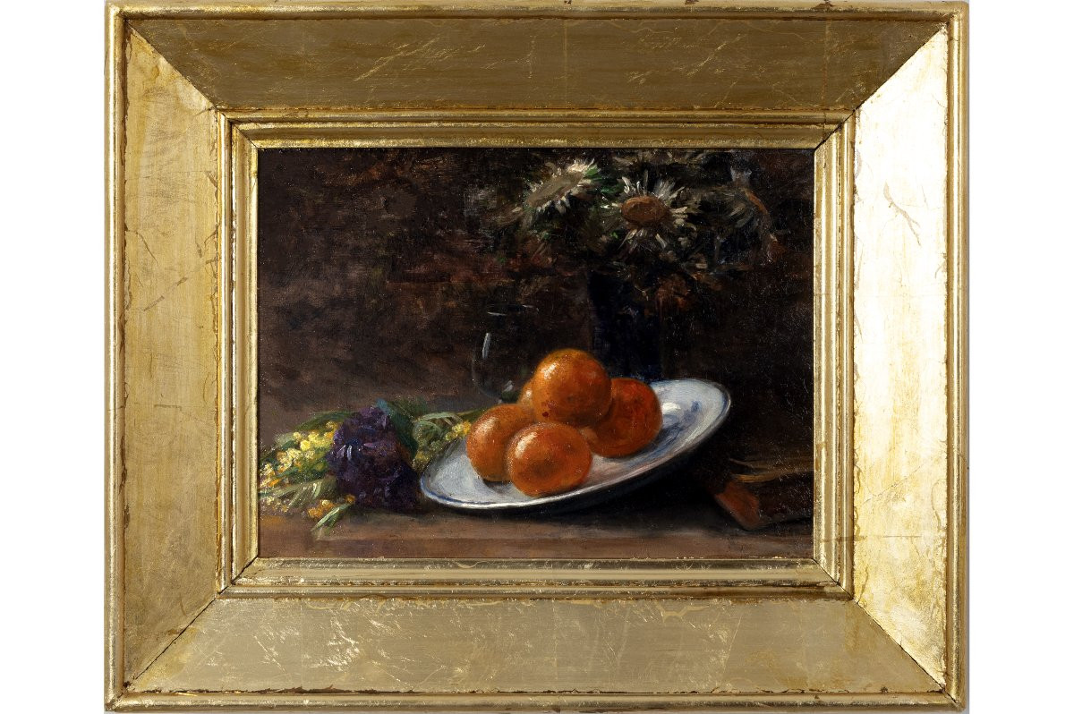 André Gouirand – Nature morte aux oranges – Huile sur panneau - Signée-photo-2