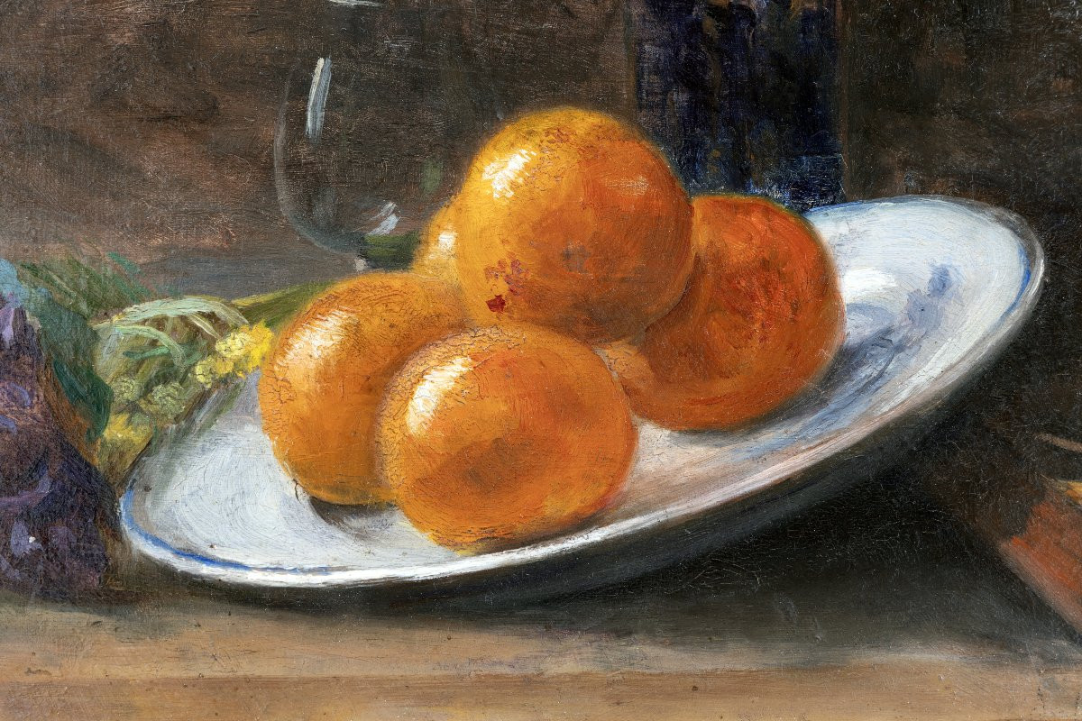André Gouirand – Nature morte aux oranges – Huile sur panneau - Signée-photo-1