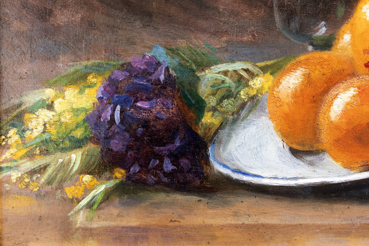 André Gouirand – Nature morte aux oranges – Huile sur panneau - Signée-photo-2
