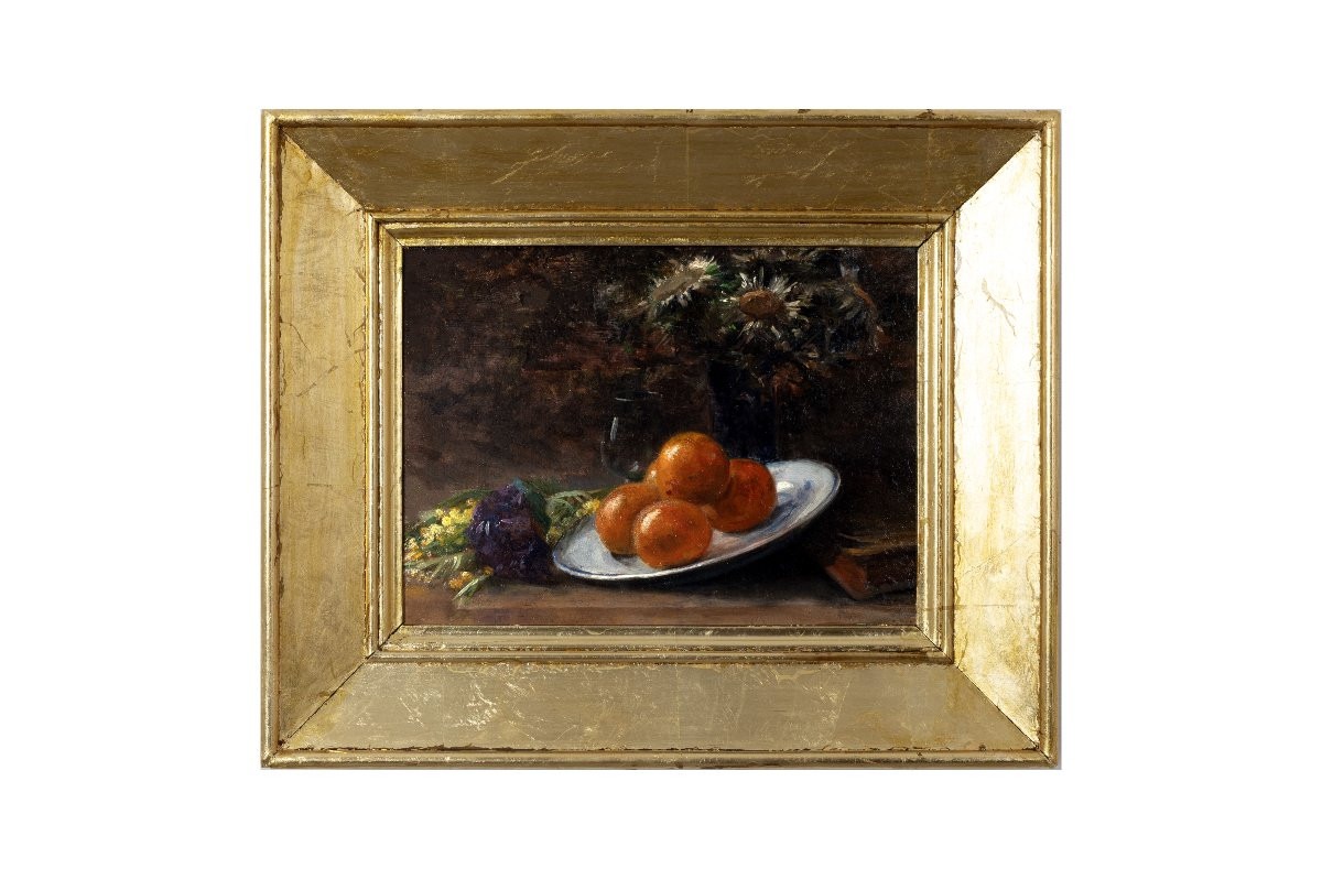 André Gouirand – Nature morte aux oranges – Huile sur panneau - Signée-photo-5