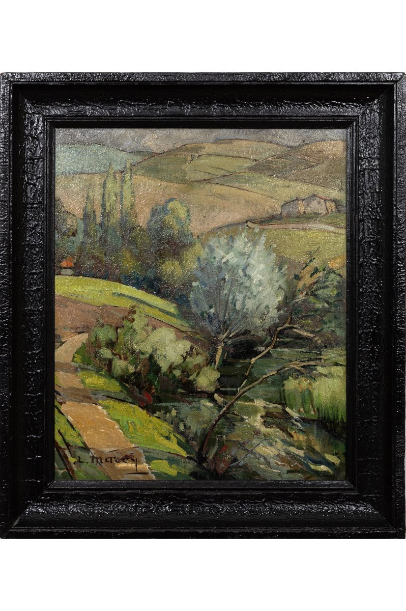 Louis Marcy – Provençal Landscape – Oil On Panel - Signed-photo-2