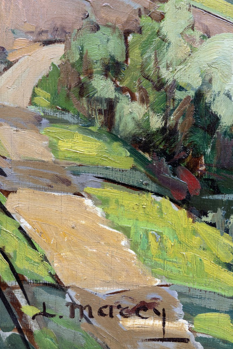 Louis Marcy – Provençal Landscape – Oil On Panel - Signed-photo-3