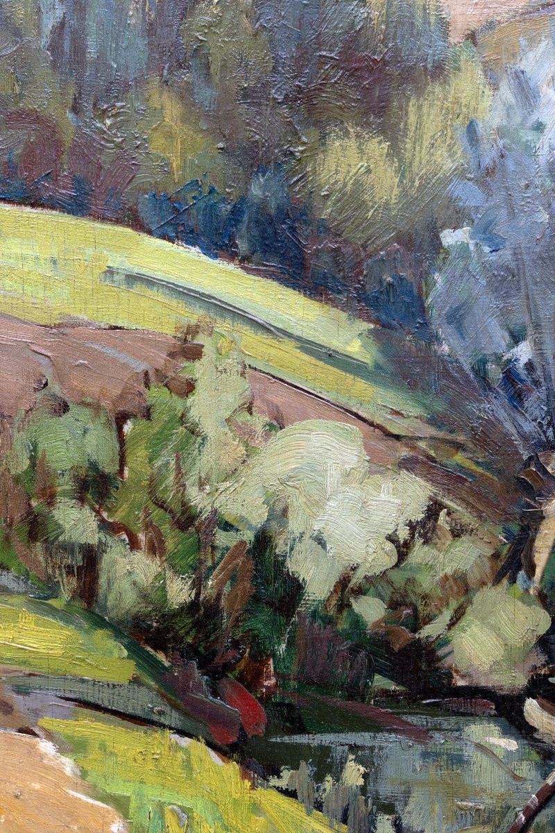 Louis Marcy – Provençal Landscape – Oil On Panel - Signed-photo-2