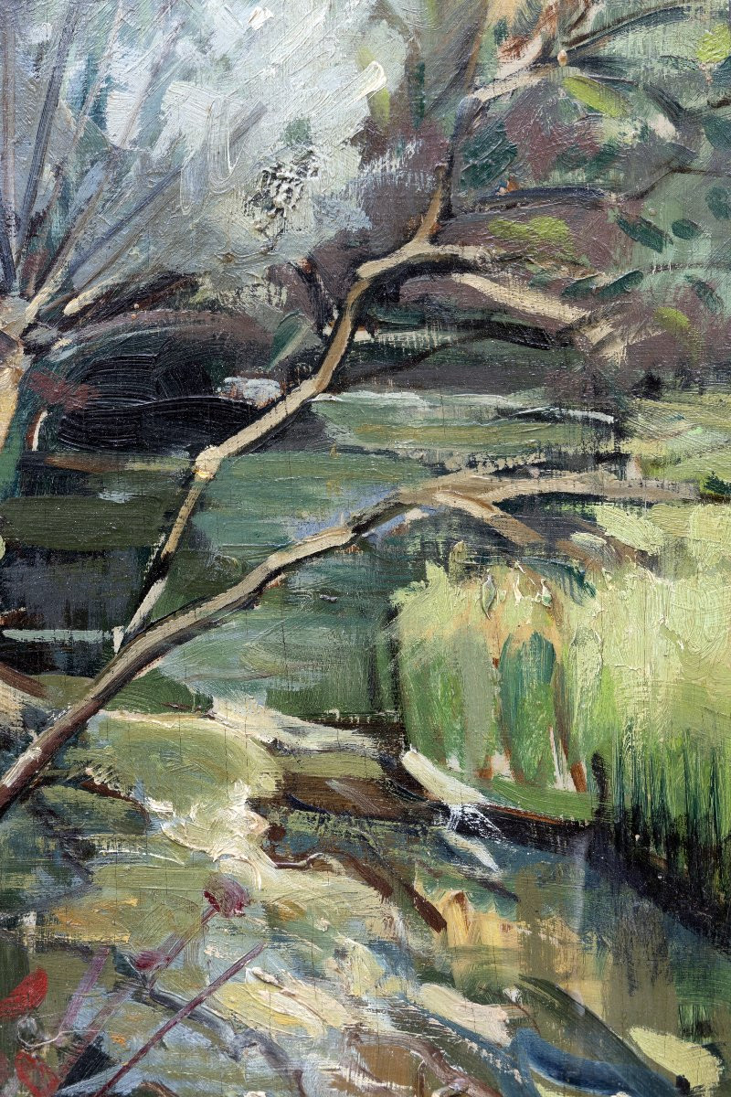 Louis Marcy – Provençal Landscape – Oil On Panel - Signed-photo-5