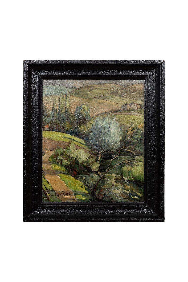 Louis Marcy – Provençal Landscape – Oil On Panel - Signed-photo-6