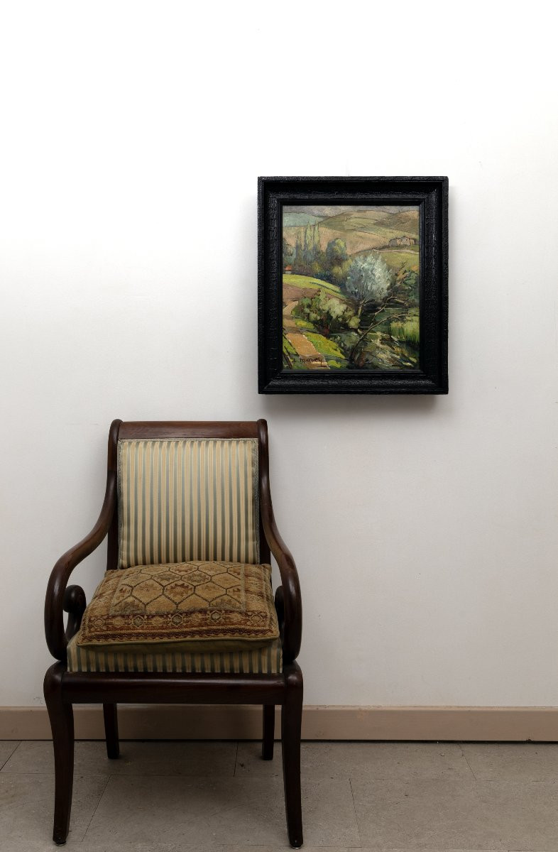 Louis Marcy – Provençal Landscape – Oil On Panel - Signed-photo-7