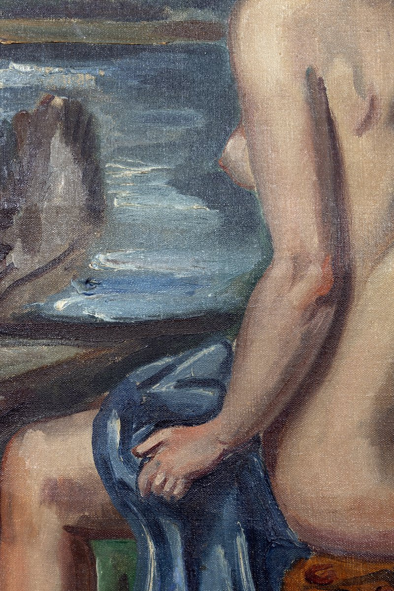 André Favory – Woman At The River – Oil On Canvas – Signed – Circa 1930-photo-1
