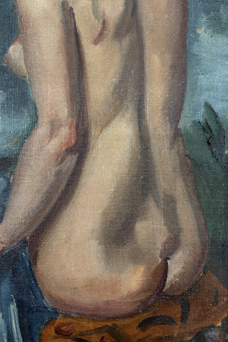 André Favory – Woman At The River – Oil On Canvas – Signed – Circa 1930-photo-2