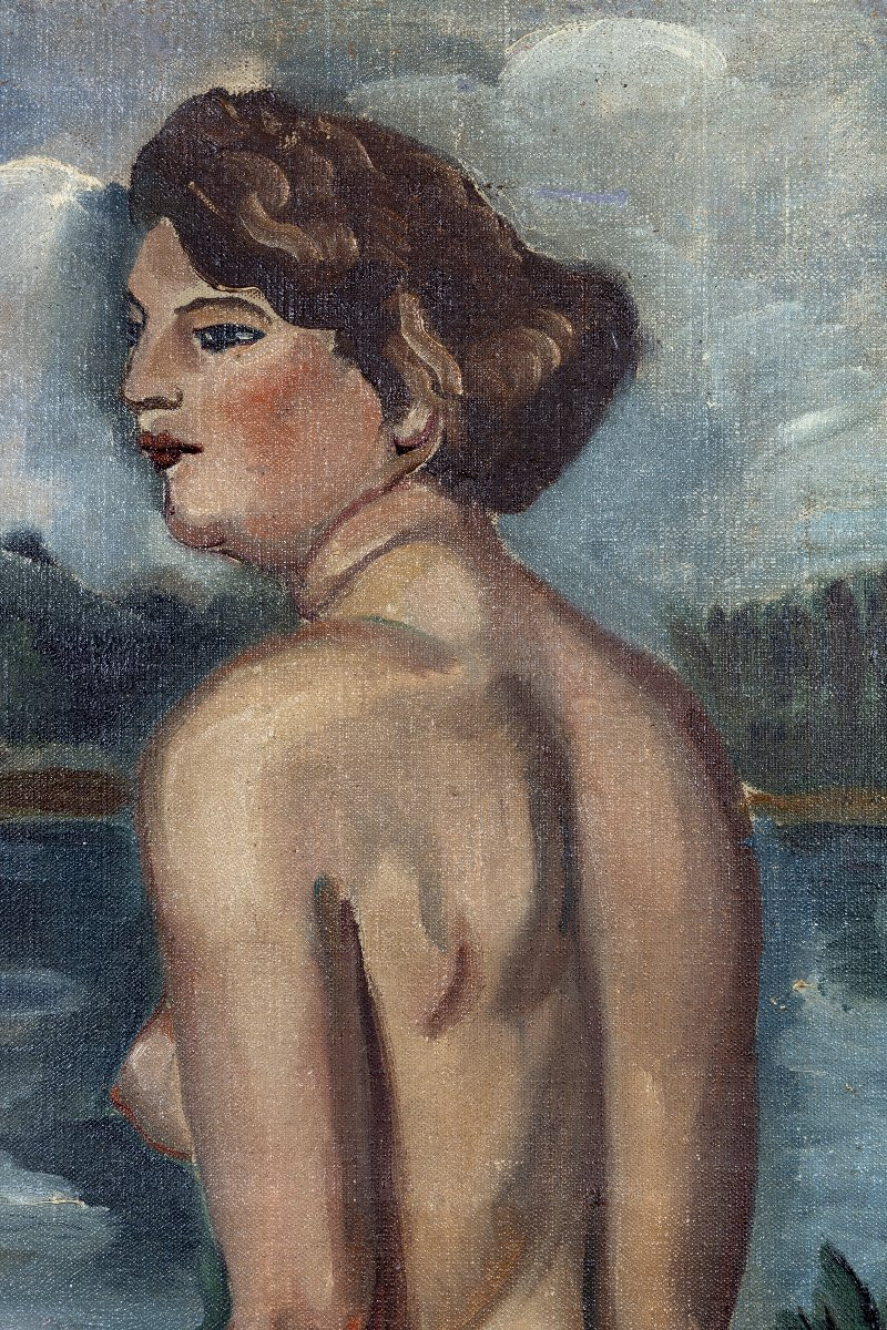 André Favory – Woman At The River – Oil On Canvas – Signed – Circa 1930-photo-3