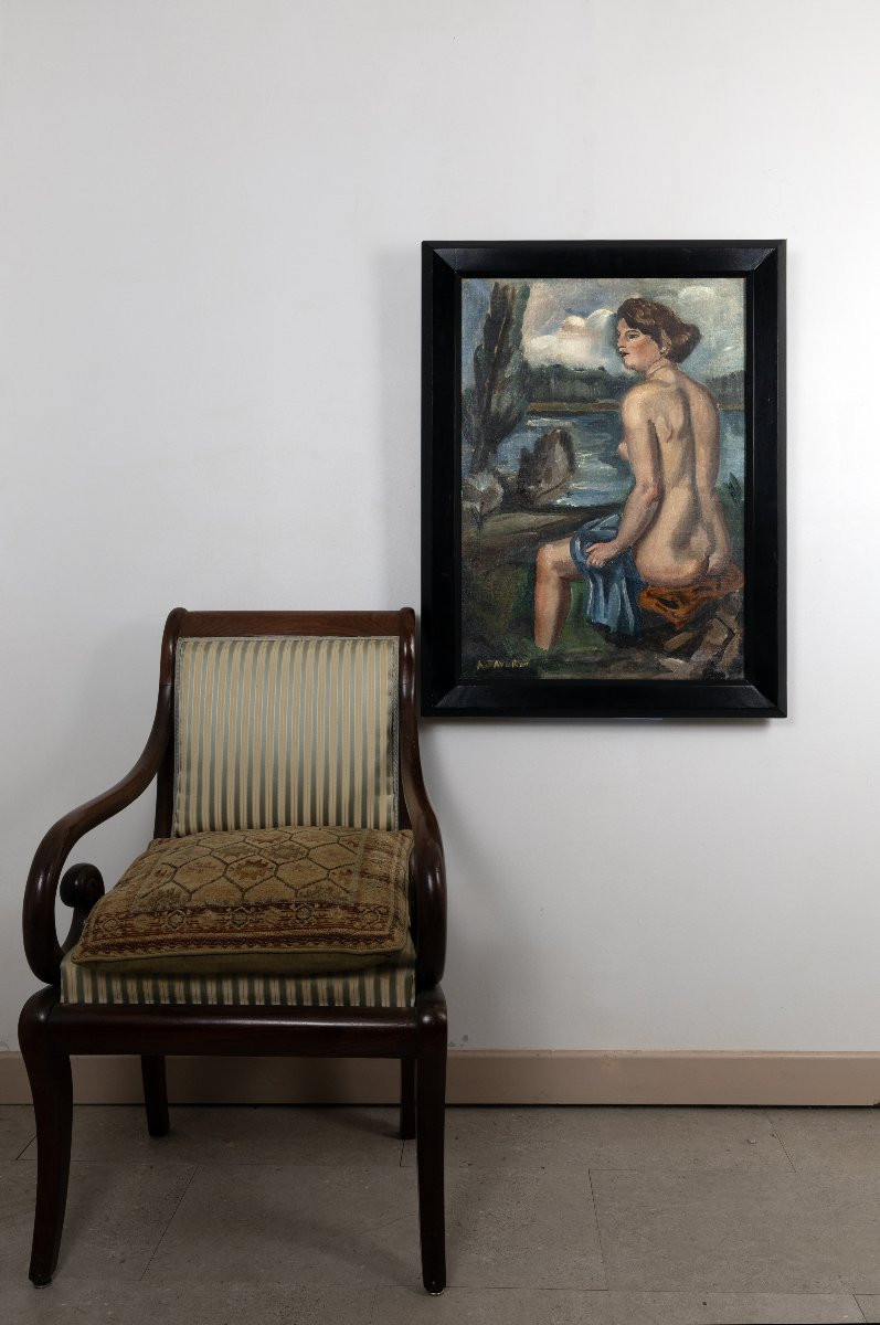 André Favory – Woman At The River – Oil On Canvas – Signed – Circa 1930-photo-6