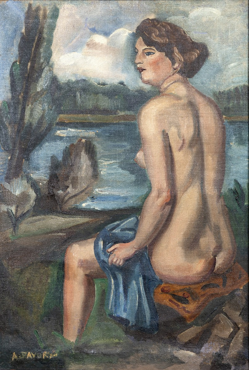 André Favory – Woman At The River – Oil On Canvas – Signed – Circa 1930