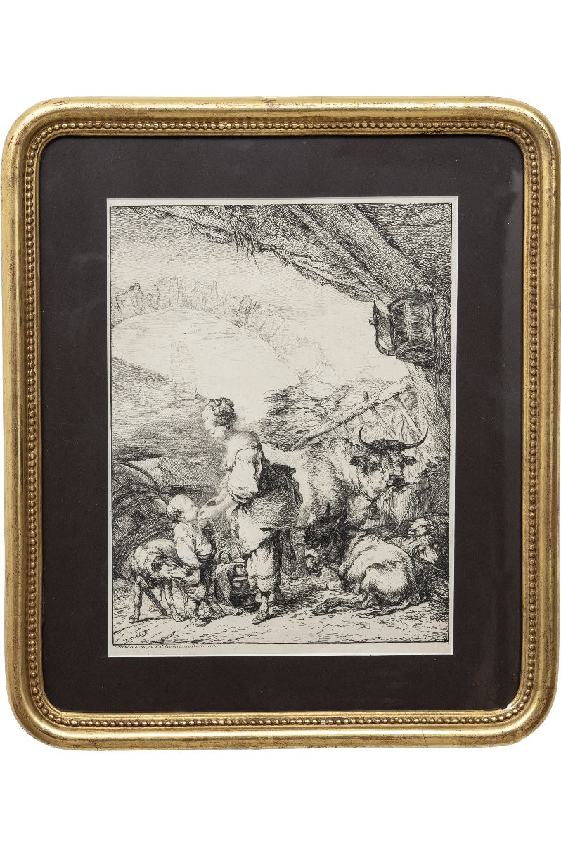 Philippe Jacques de Loutherbourg – La bonne petite sœur – Gravure – Signée -photo-2
