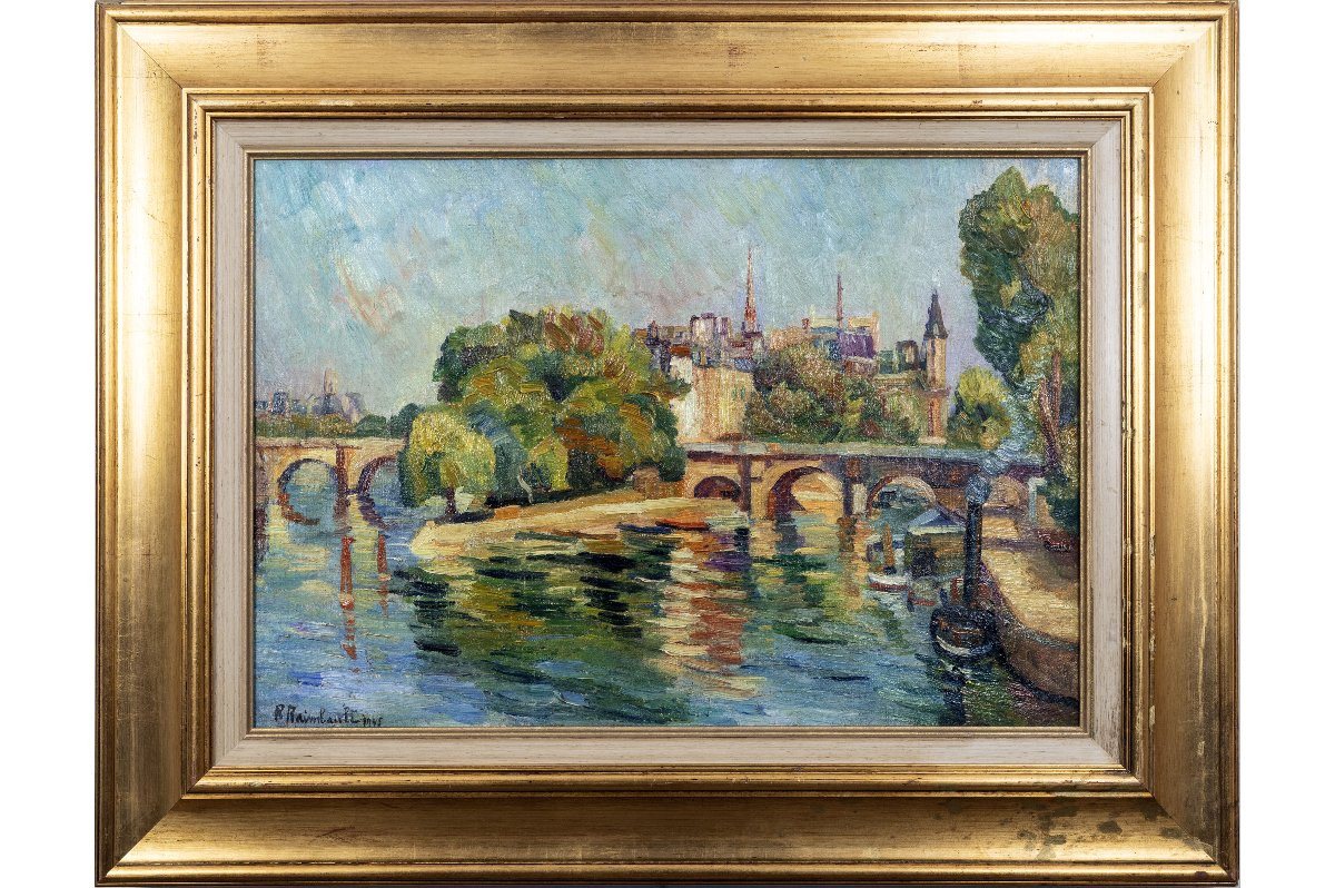 Fauvisme - Richard Raimbault – Paris, île de la Cité – Huile sur toile – Signée  et datée-photo-2