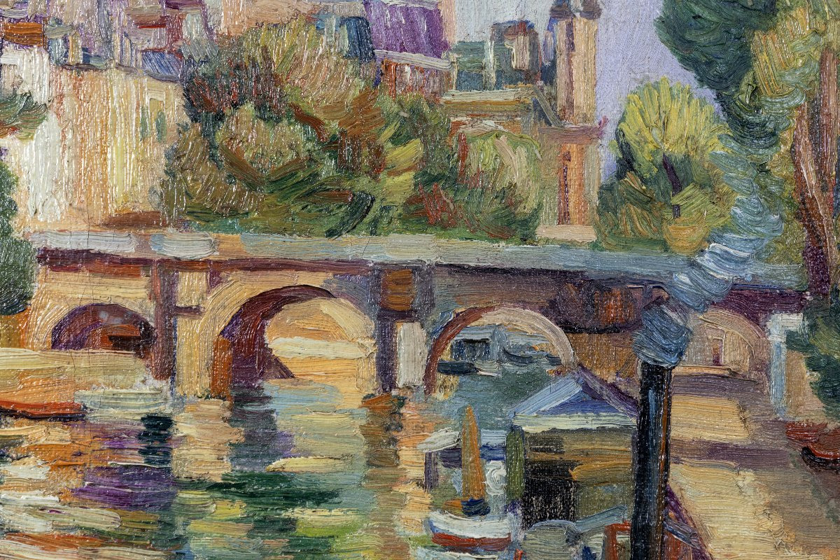 Fauvisme - Richard Raimbault – Paris, île de la Cité – Huile sur toile – Signée  et datée-photo-1