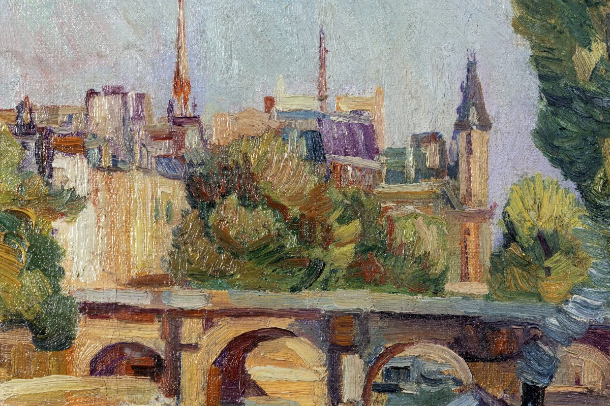 Fauvisme - Richard Raimbault – Paris, île de la Cité – Huile sur toile – Signée  et datée-photo-2