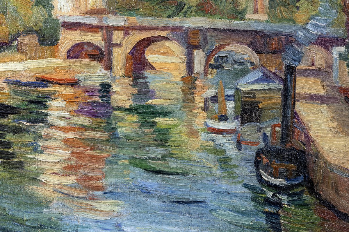 Fauvisme - Richard Raimbault – Paris, île de la Cité – Huile sur toile – Signée  et datée-photo-4