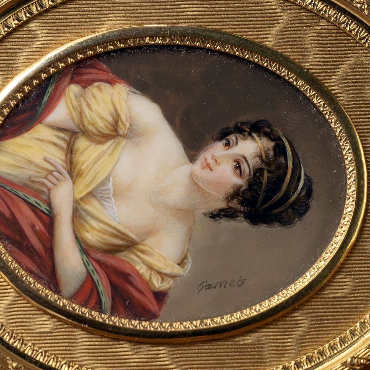 Miniature: Pauline Borghèse, Sister Of Napoleon I - Signed-photo-3