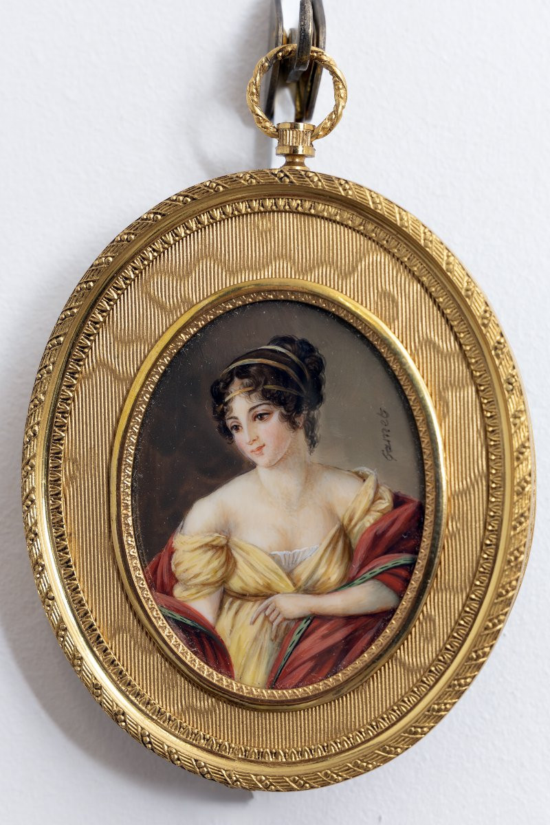 Miniature: Pauline Borghèse, Sister Of Napoleon I - Signed-photo-3