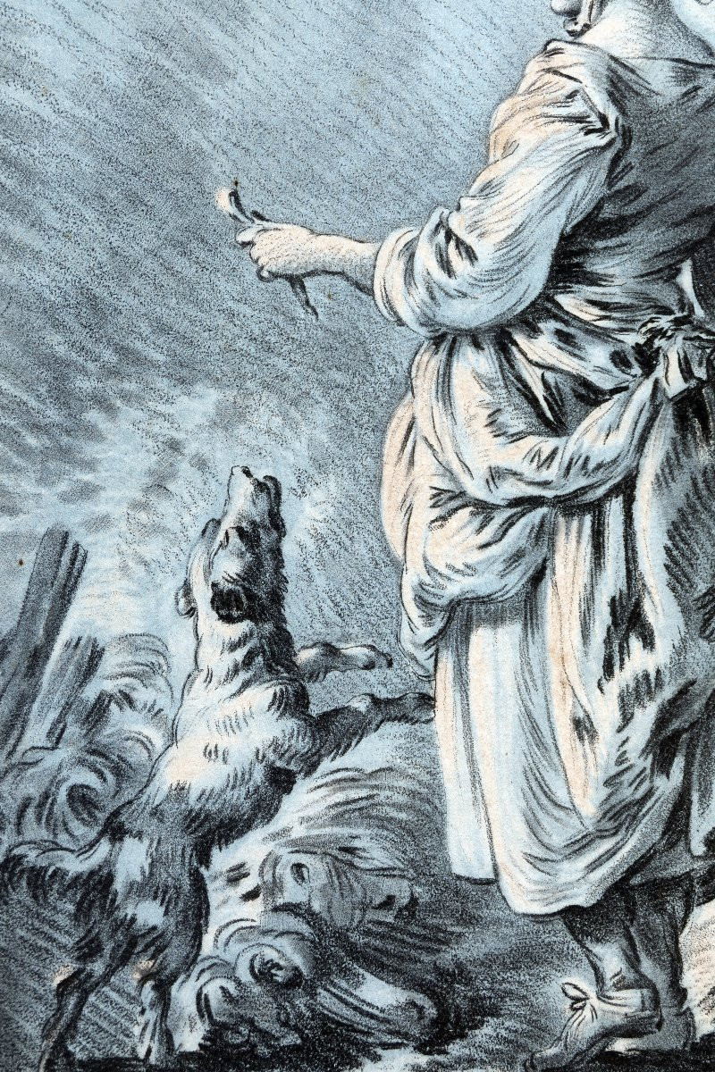 Gilles Demarteau – Jb Huet – The Young Woman And Her Dog – 18th Century Engraving-photo-2