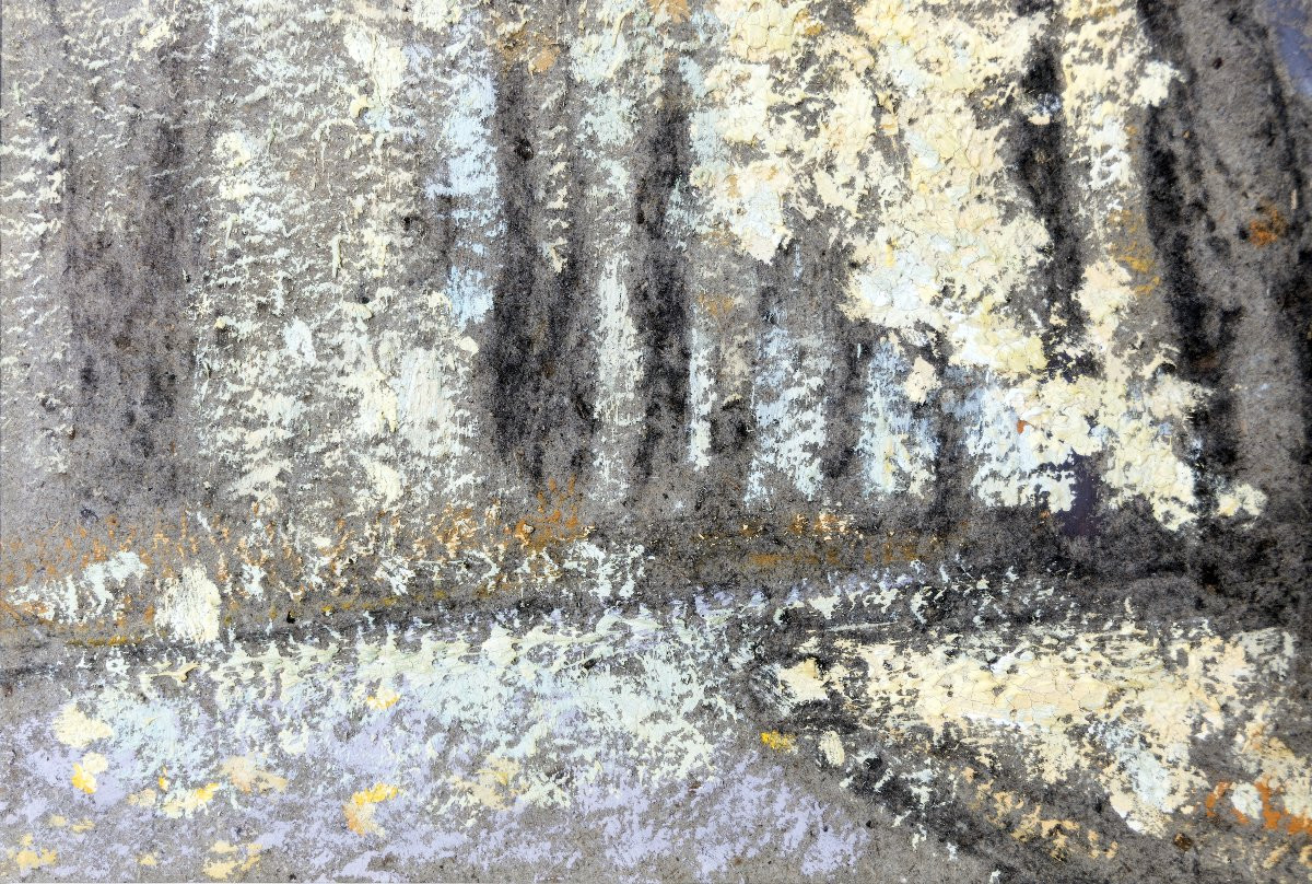 Henri-andré Martin – An Alley In Autumn – Oil On Cardboard – 20th Century-photo-3