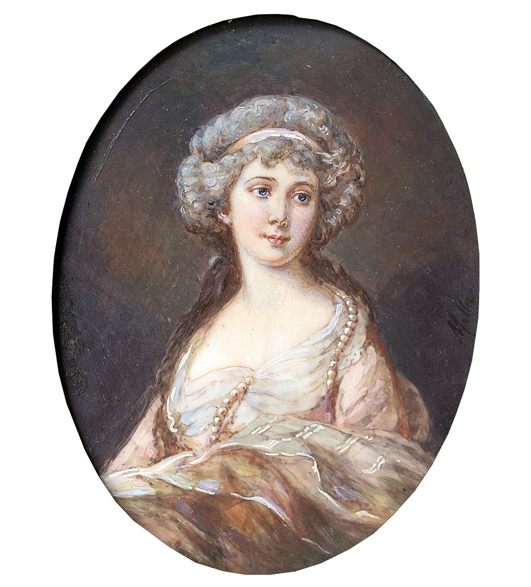 Frédéric Millet -  Portrait de la duchesse de Cumberland – Miniature - Signée-photo-2