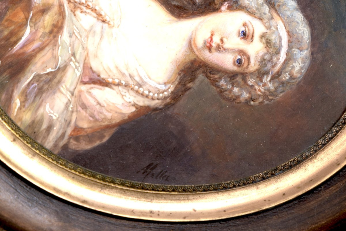 Frédéric Millet -  Portrait de la duchesse de Cumberland – Miniature - Signée-photo-3