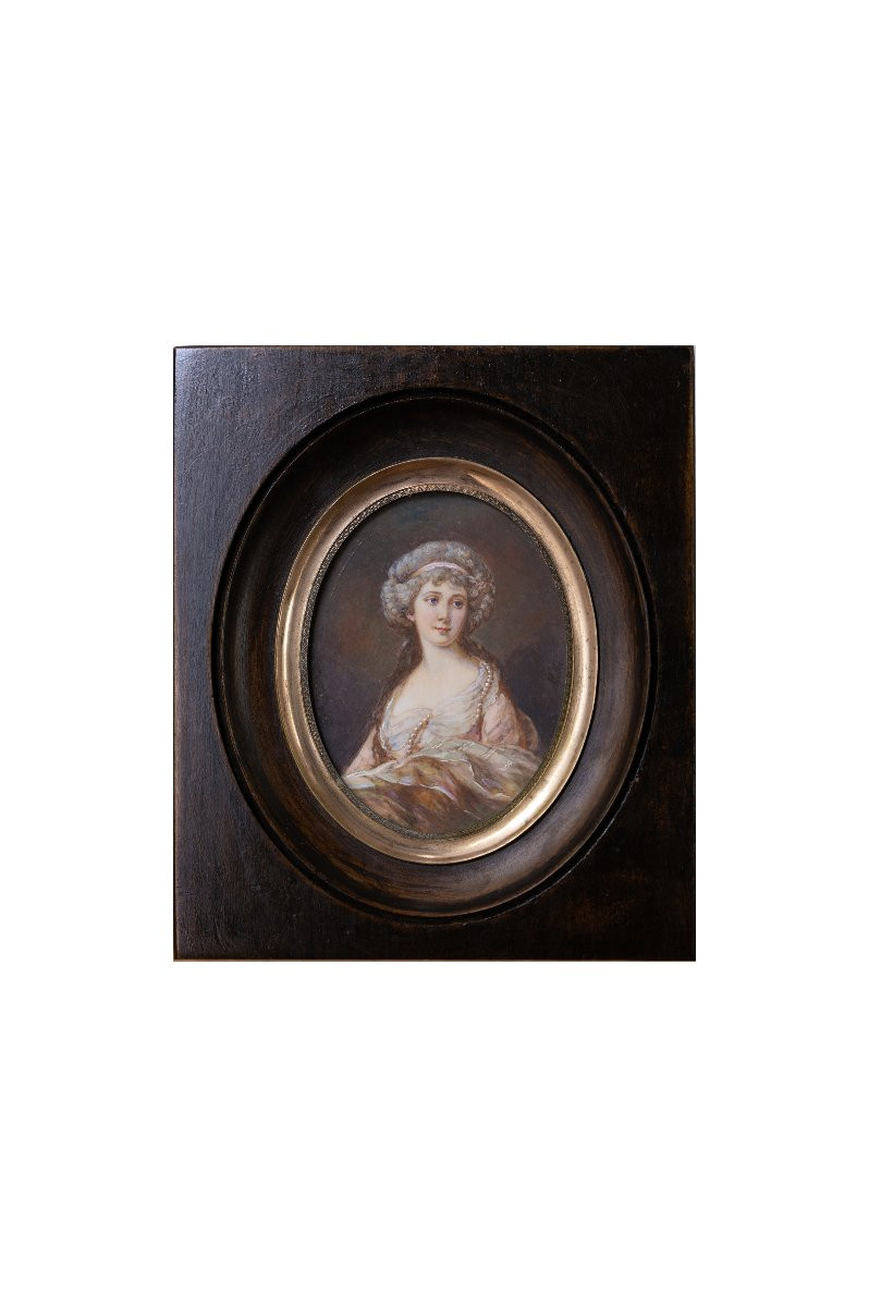 Frédéric Millet -  Portrait de la duchesse de Cumberland – Miniature - Signée-photo-4