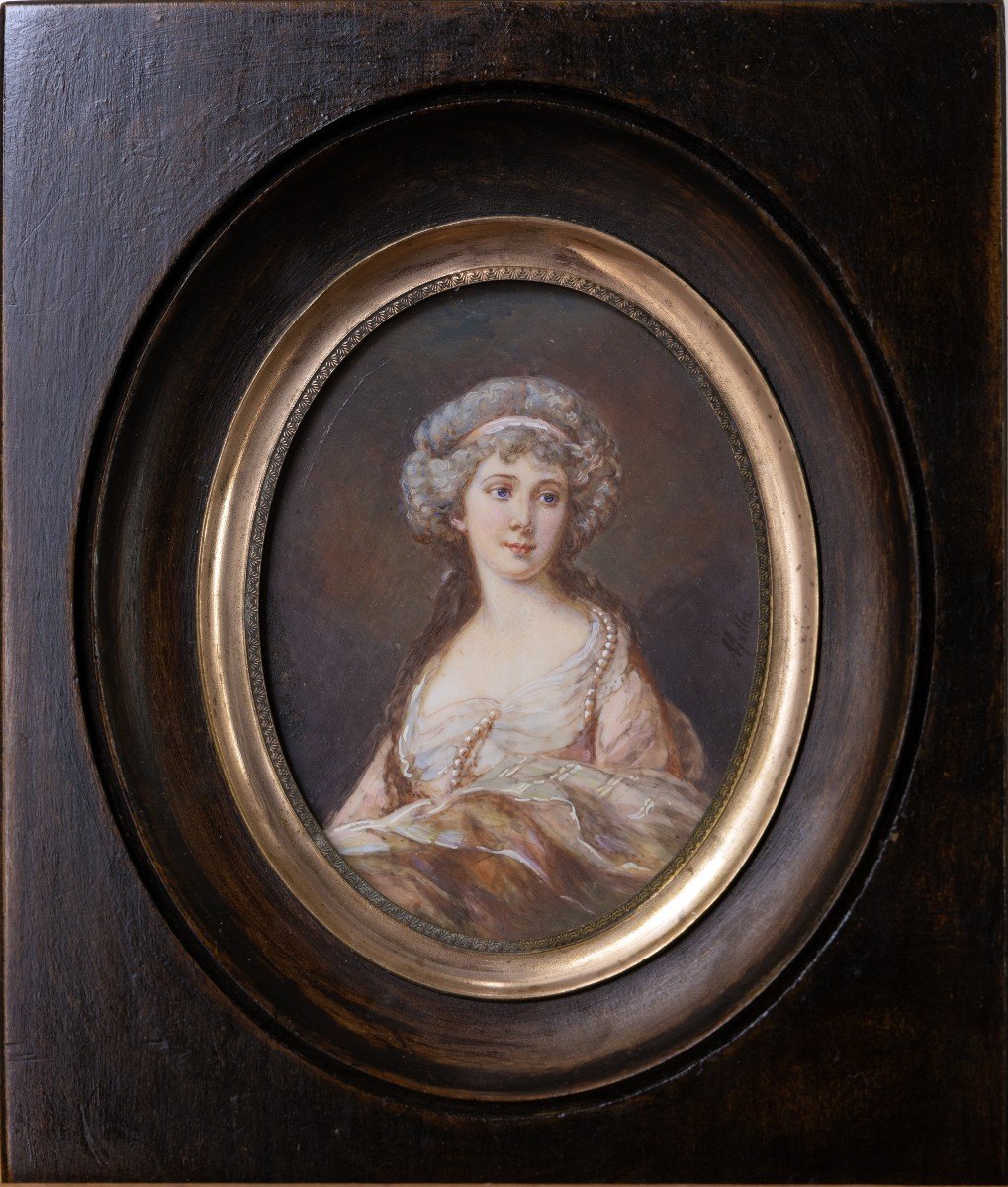 Frédéric Millet -  Portrait de la duchesse de Cumberland – Miniature - Signée