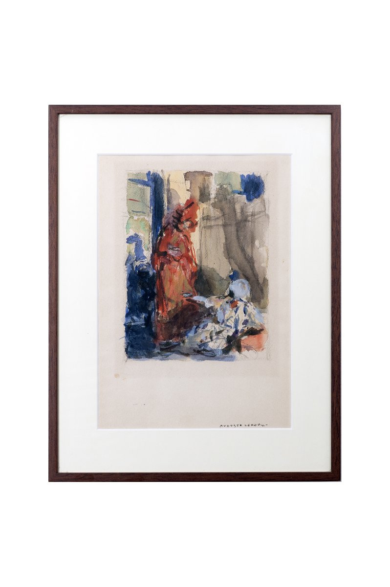 Auguste Leroux – Harlequin And Columbine – Watercolor – Circa 1920 – Signed -photo-5