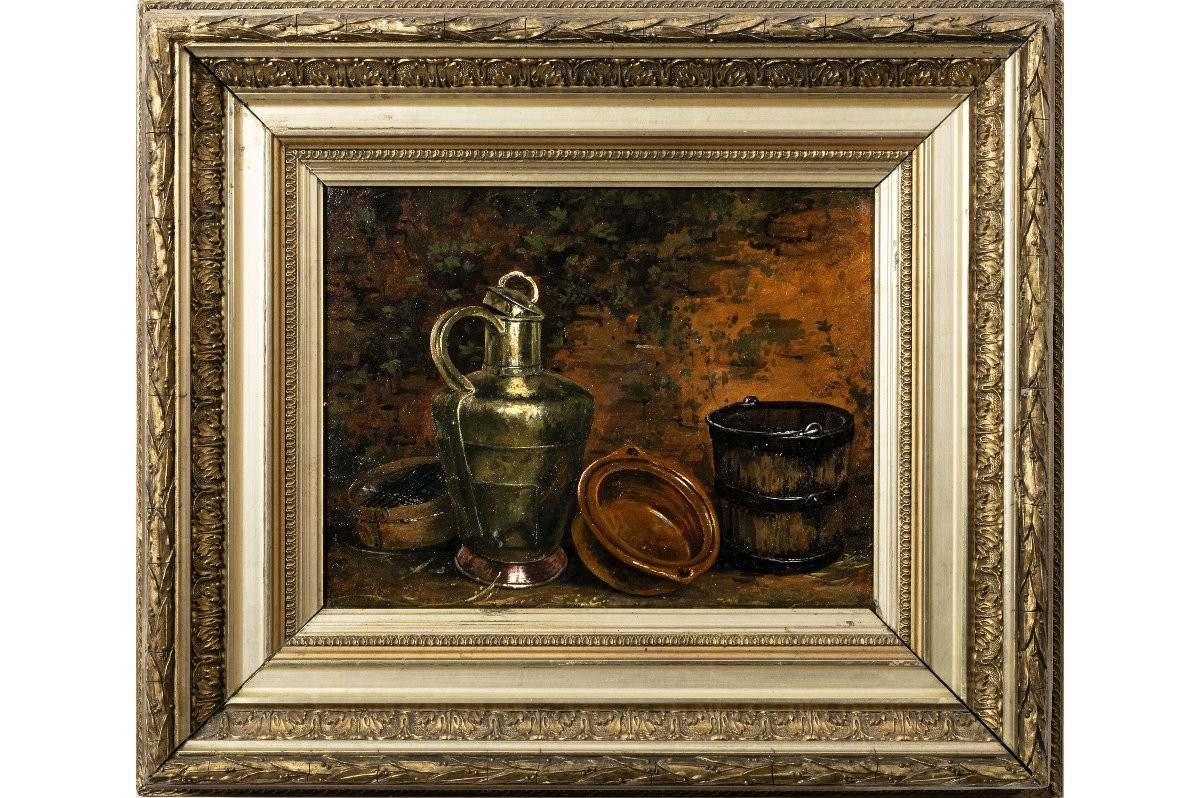 Henriette Ronner-knip – Still Life With Brass Instruments – Oil On Canvas -photo-2