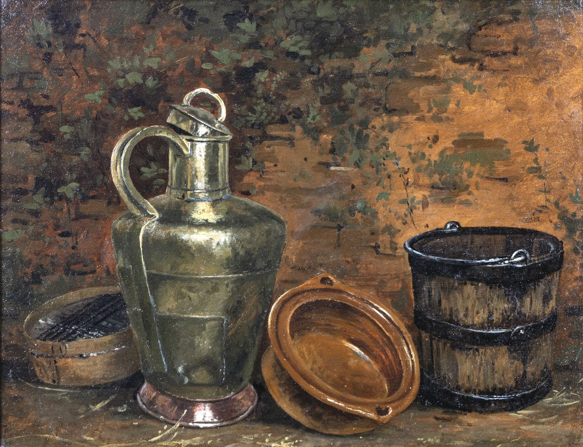 Henriette Ronner-knip – Still Life With Brass Instruments – Oil On Canvas 