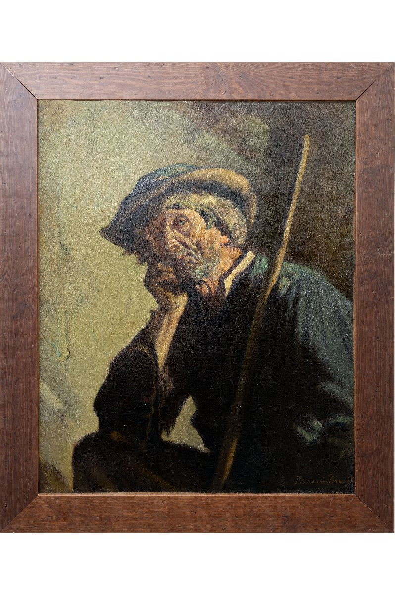 Henri RENART-BRAULT – Le mendiant ou Le vieux berger– huile sur toile – début XXe-photo-2
