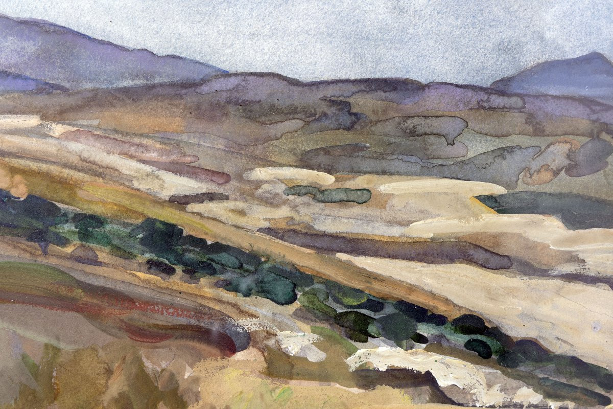 Pierre Matossy – The Temple Of Segesta In Sicily – Watercolor And Gouache – Signed And Dated 1935-photo-4