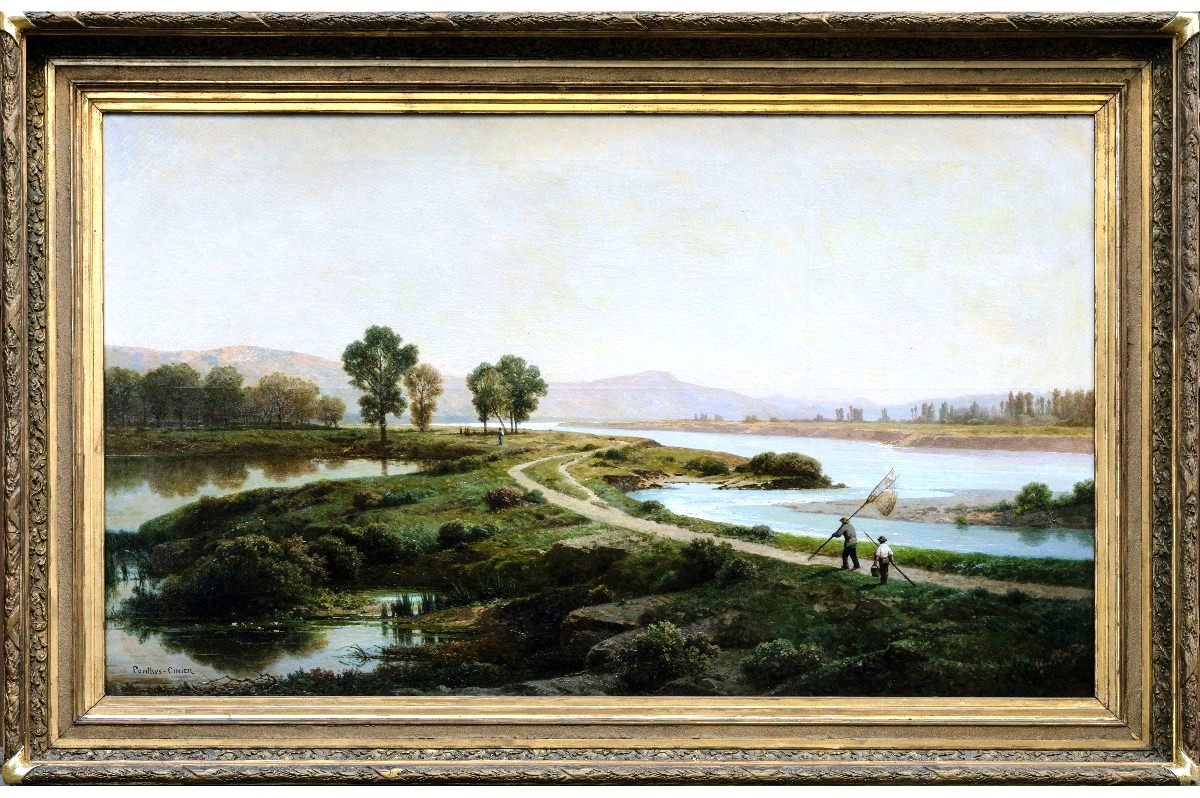 Antoine Ponthus-cinier – The Allier River And Its Lakes - Oil On Canvas - Signed -photo-2