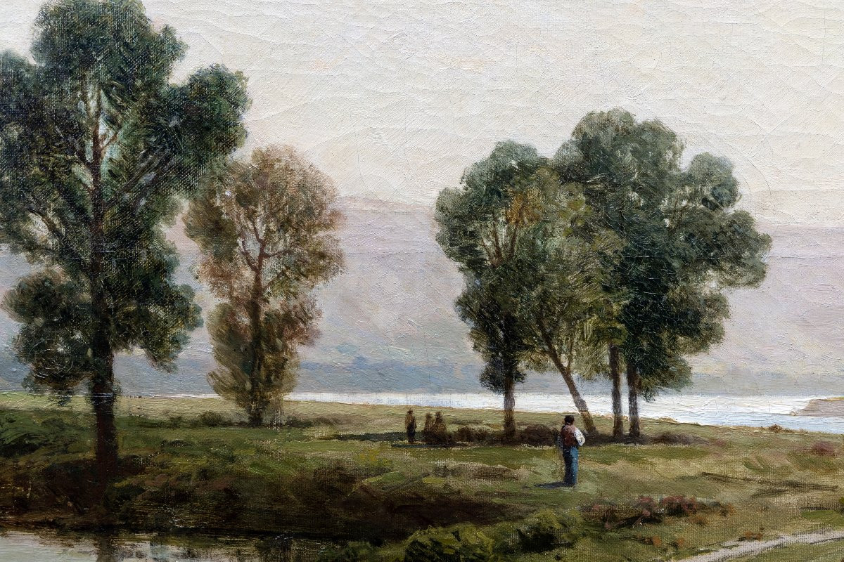 Antoine Ponthus-cinier – The Allier River And Its Lakes - Oil On Canvas - Signed -photo-1