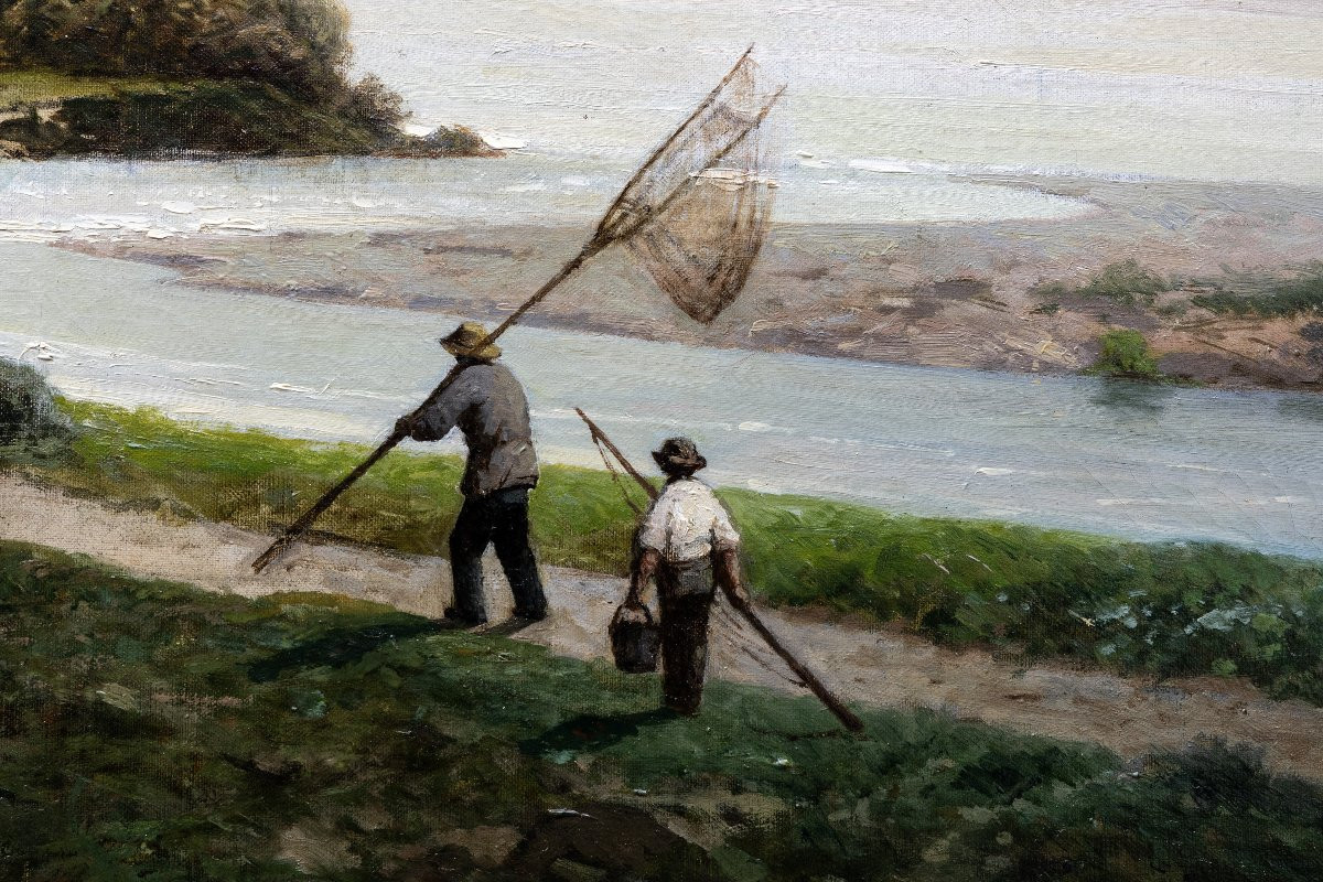 Antoine Ponthus-cinier – The Allier River And Its Lakes - Oil On Canvas - Signed -photo-6