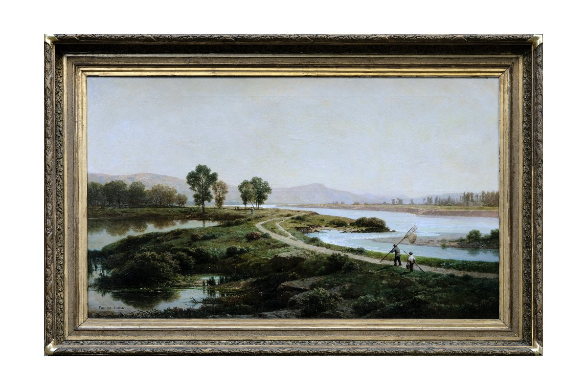 Antoine Ponthus-cinier – The Allier River And Its Lakes - Oil On Canvas - Signed -photo-7