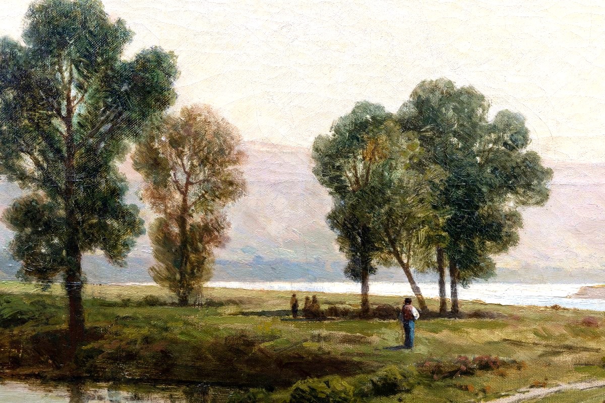 Antoine Ponthus-cinier – The Allier River And Its Lakes - Oil On Canvas - Signed -photo-1