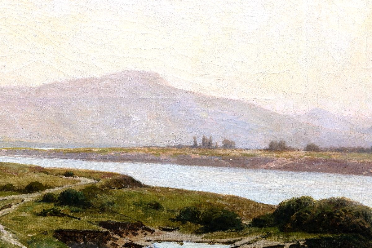 Antoine Ponthus-cinier – The Allier River And Its Lakes - Oil On Canvas - Signed -photo-2