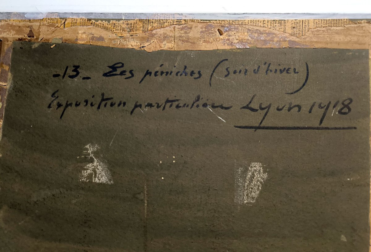 Claude Honoré Hugrel – The Barges (winter Evening) – Tempera And Pastel – Signed And Dated 1918-photo-1