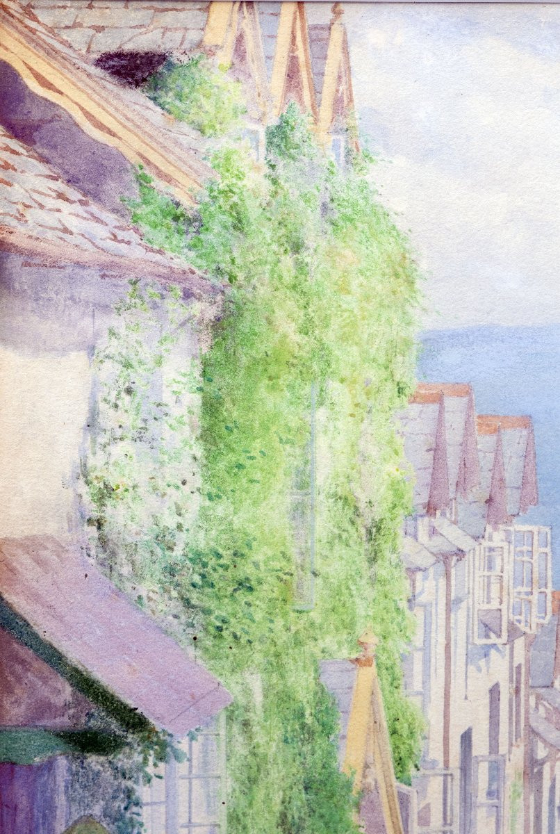 Harry Foster Newey – Clovelly Down-a-long – Watercolor And Pencil – Signed-photo-3