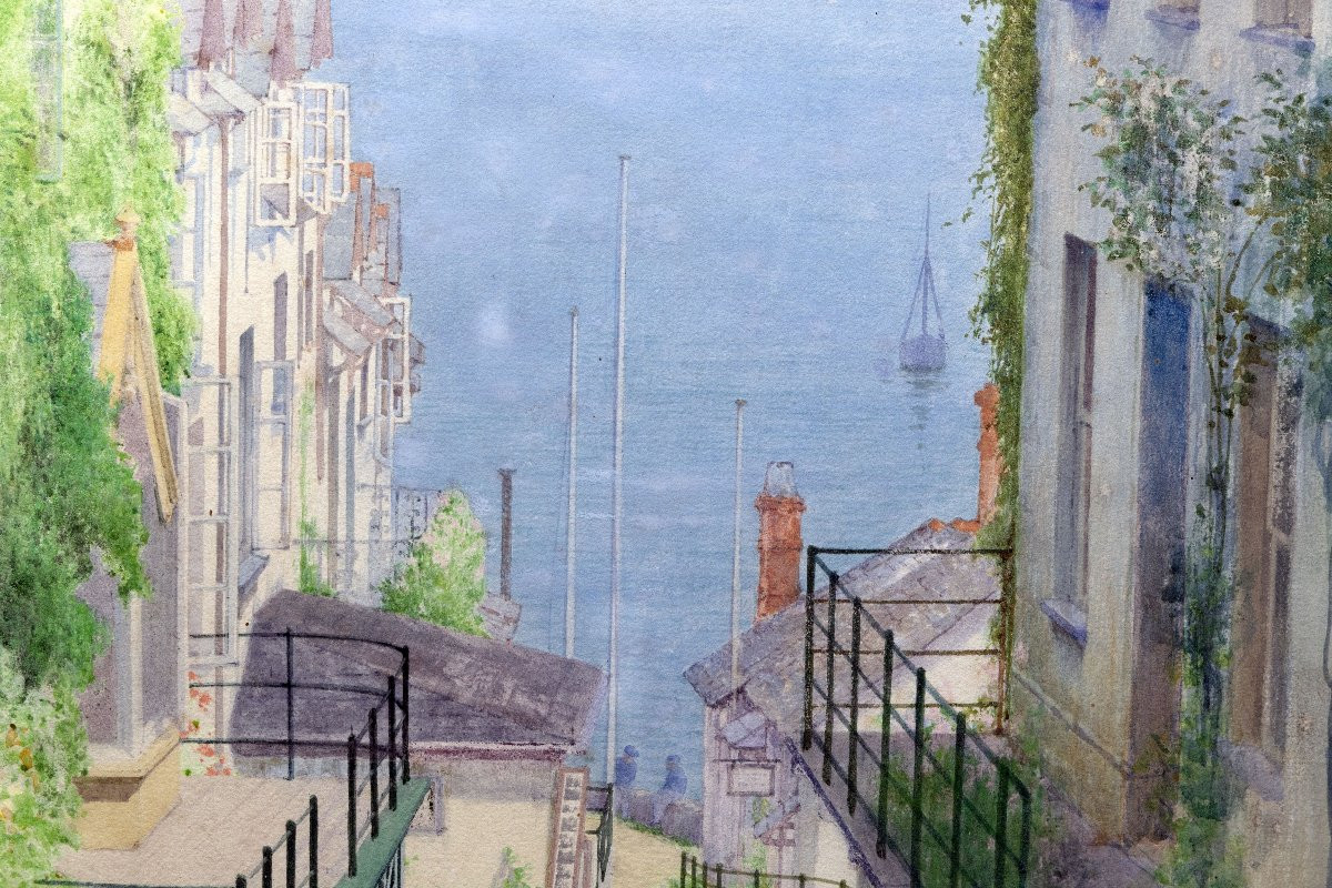Harry Foster Newey – Clovelly Down-a-long – Watercolor And Pencil – Signed-photo-5