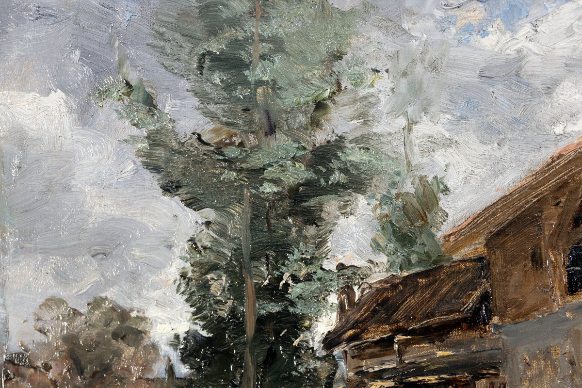 Adolphe Appian - Rural Landscape With Thatched Cottage - Oil On Canvas - Signed-photo-3